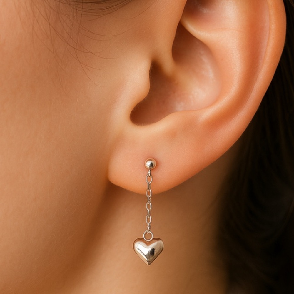 Antian Accessories™ 925 Sterling Silver Heart Threader Earrings
